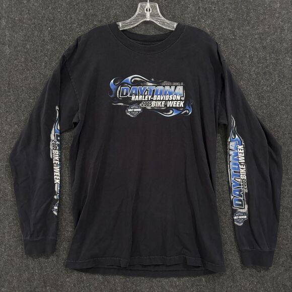 Vintage Harley-Davidson Shirt Mens Large Black Daytona Bike Week 2005 Graphic - Picture 1 of 8